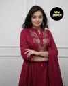 SI 196 Rayon Slub With Embroidery Work Top With Bottom Dupatta Online Wholesale